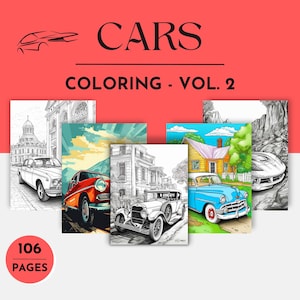 Classic Cars Coloring Book | Vintage Car Coloring Pages | Digital Download