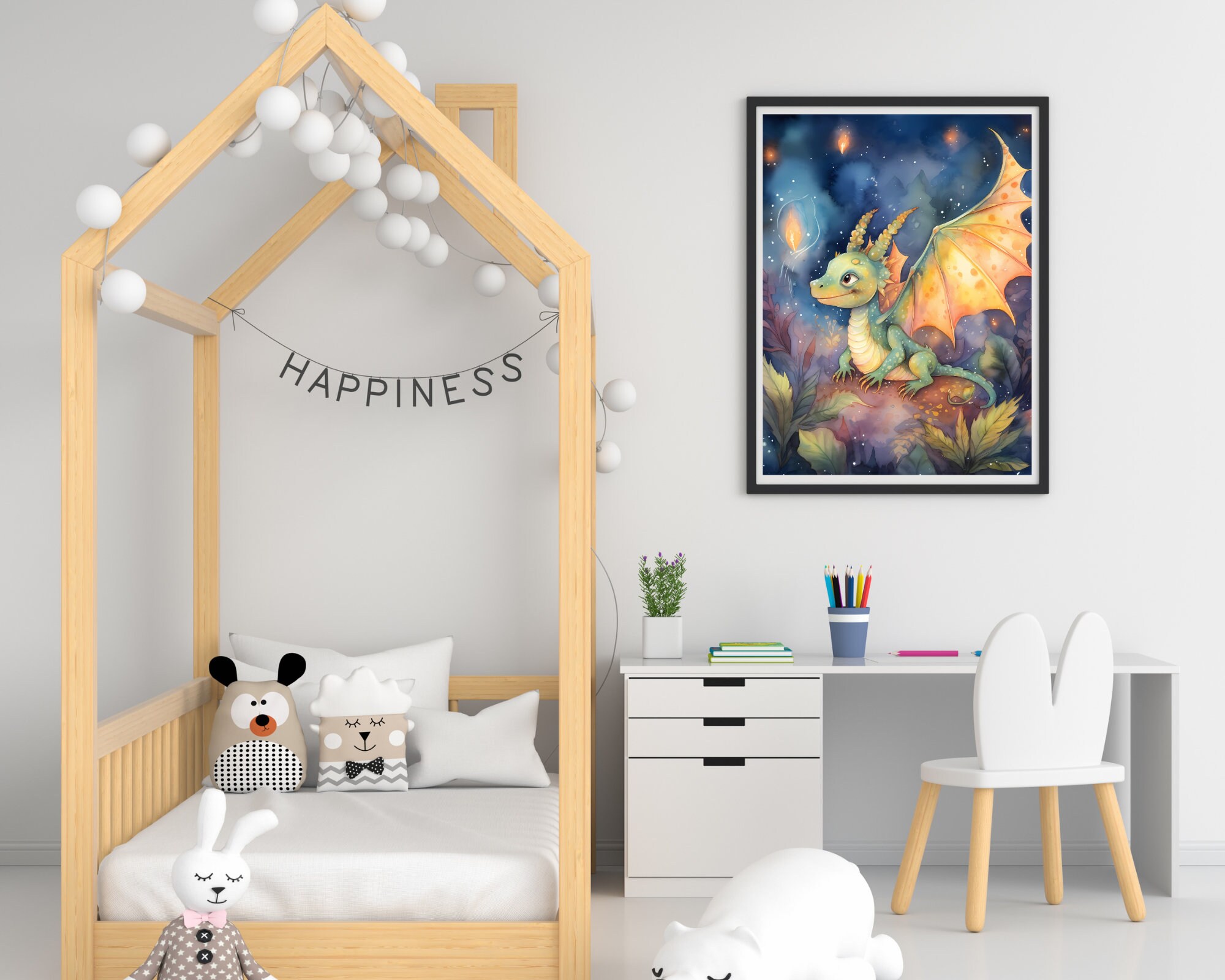 Baby Dragon Wall Art Vibrant Watercolor Prints for Nursery & - Etsy