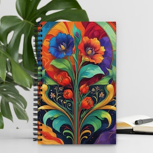 Floral Dotted Journal: A5 Spiral Notebook, Botanical Cover