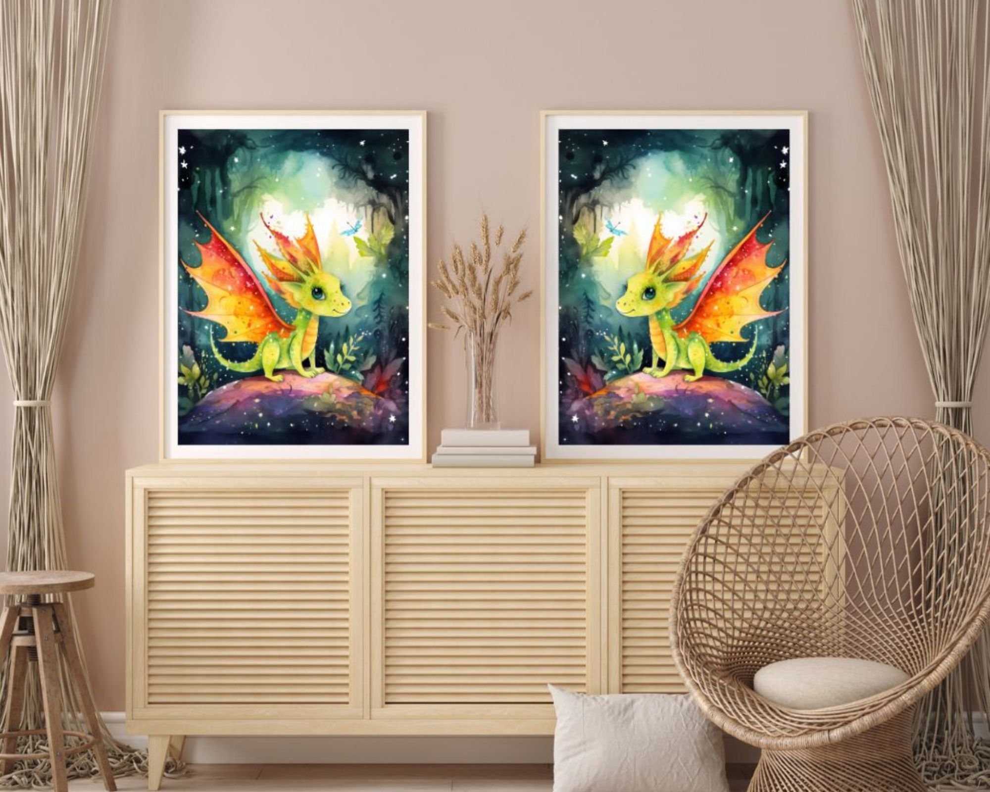Cute Baby Dragon Poster | Kids Room Digital Wall Art Print - Etsy
