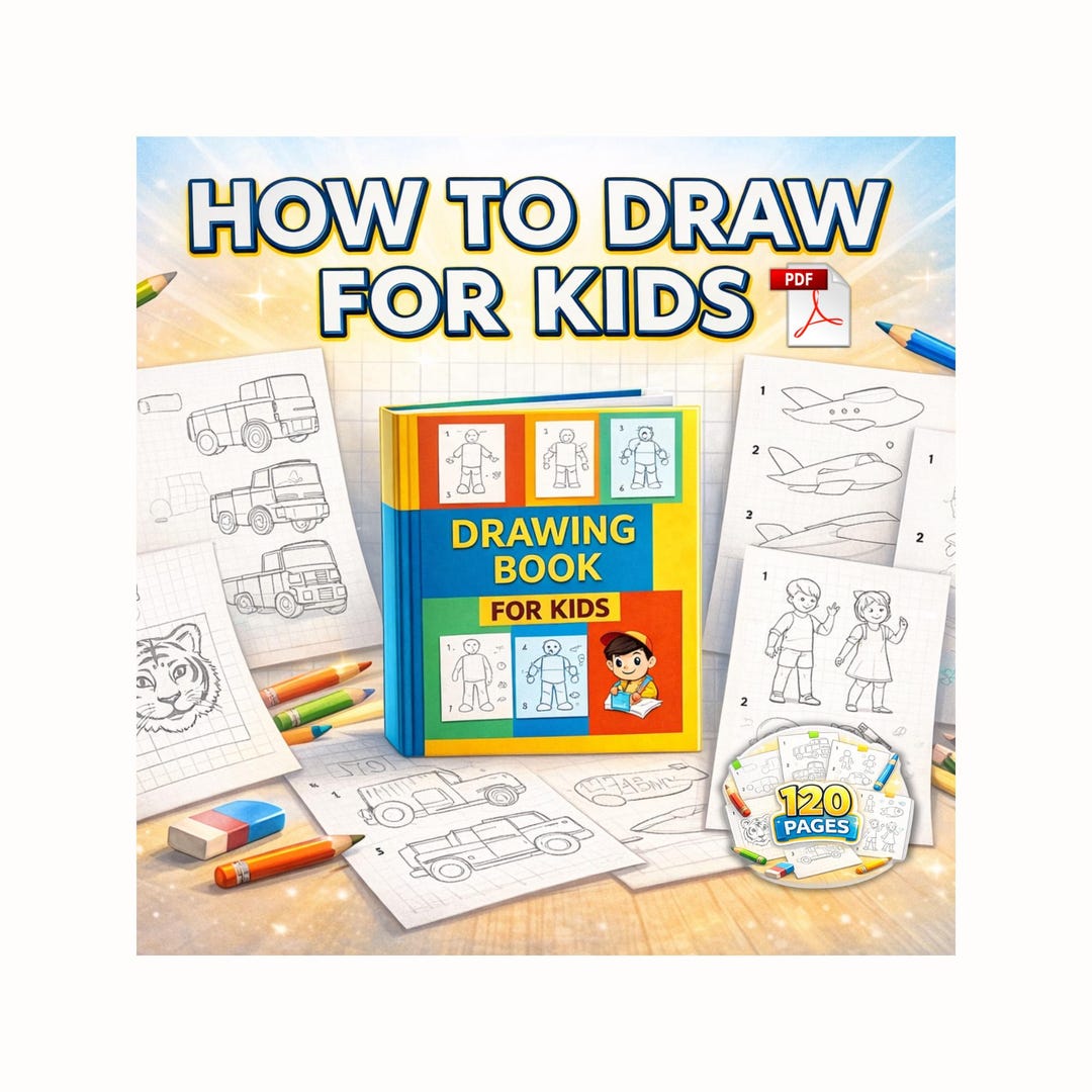 Drawing Book for Kids – 120 Pages PDF | Step-by-step Art Activities ...