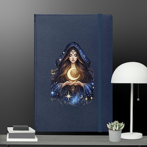 Moon Priestess Hardcover Notebook | 80 Lined Cream Pages | Elastic Closure and Inner Pocket | Gift for Mystics & Writers