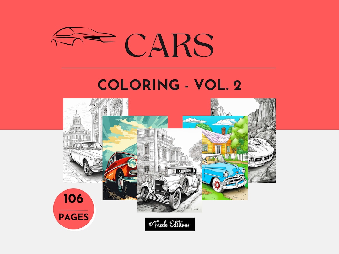 Classic Cars Coloring Book Vintage Auto Art Retro Car Fun - Etsy