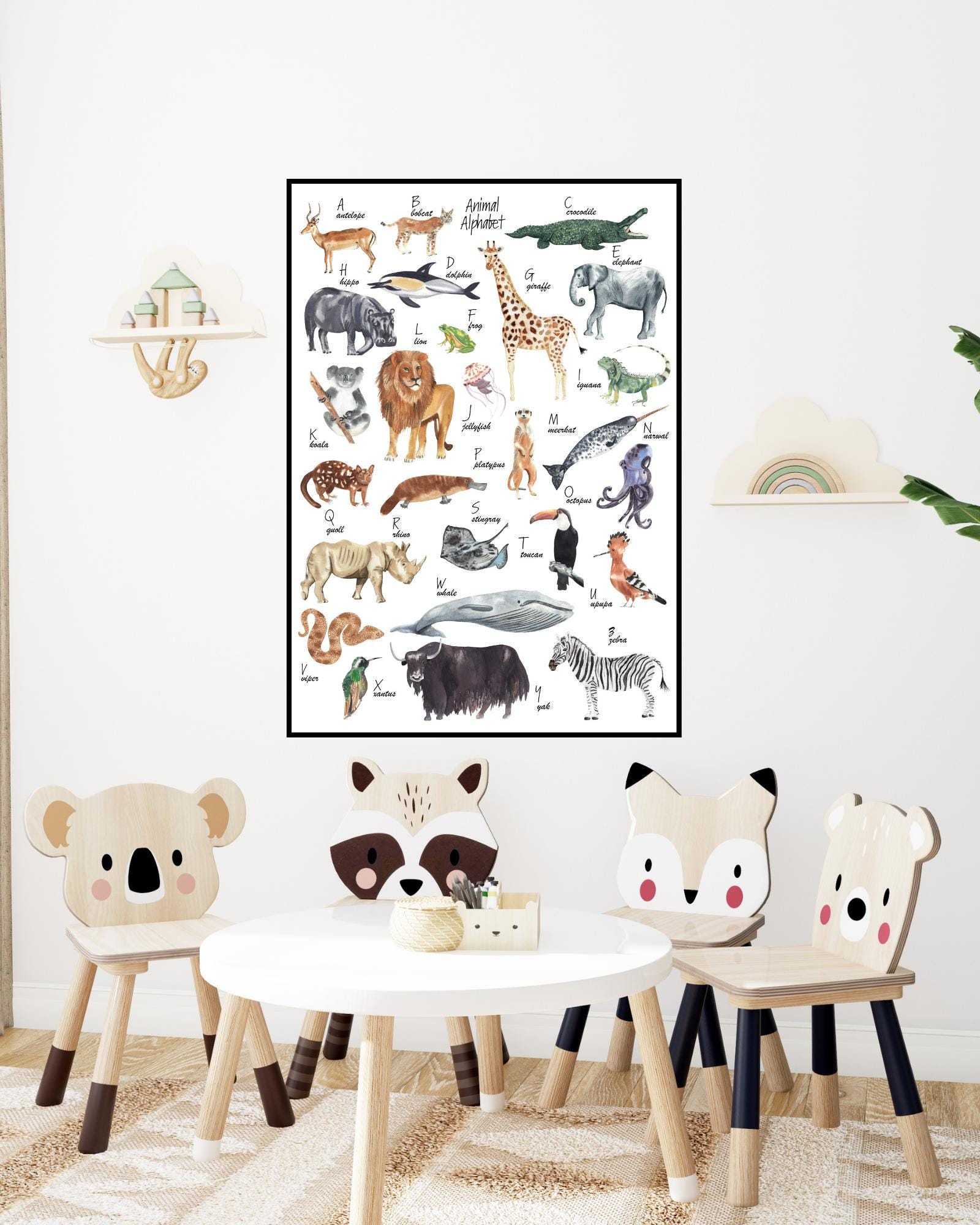 ABC Alphabet Animals Poster Printable | Educational Wall Art for Kids ...