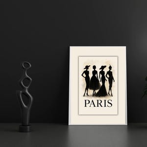 Paris Fashion Poster | Elegant Black Dress Wall Art | Vintage Couture Printable Decor