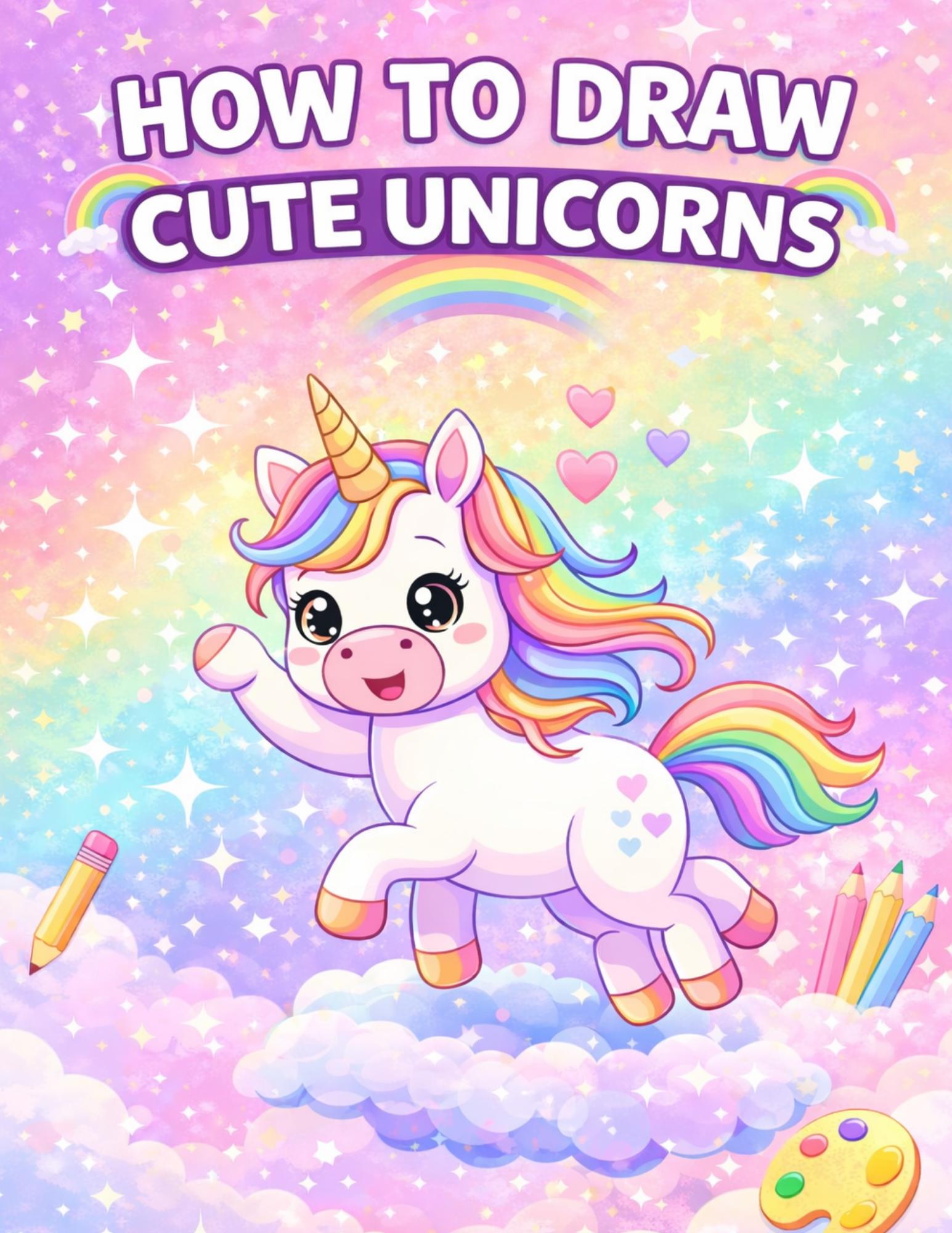 How to Draw Cute Unicorns – Grid Drawing Workbook for Kids, Step by ...