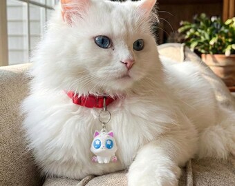 Custom Cat Tag & Collar Charm, Personalized Mini Me Cat Figure from Photo, Colored to Match Your Cat, Cute Cat Mom Gift, Kawaii Pet