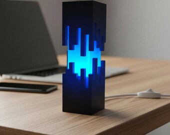 Handmade 3D Printed Geometric LED Lamp – Modern Night Light
