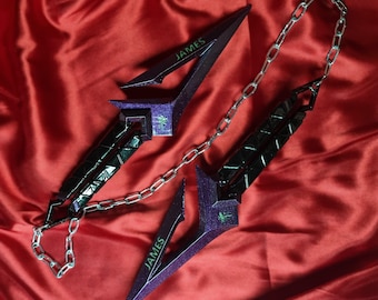 Personalisierte Valorant Kuronami Messer Replik mit leuchtenden Text, anpassbare Glow Stand Geschenk, einzigartige Weihnachtsgeschenk-Dekor, Geschenk für sie-Purpur
