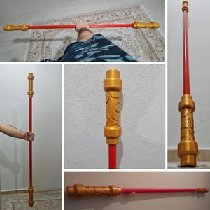 Lego Monkie Kid Wukong Staff - Hand-Painted Collectible with Wukong Crown Wall Mount Gift, Monkey King Cosplay Prop - Martial Arts Prop