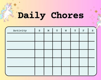 Unicorn Chore Chart