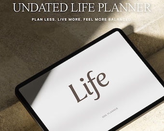 Undated Digital Life Planner for GoodNotes, iPad & Android Tablets, iOS Shortcuts, Minimal Wellness Journal