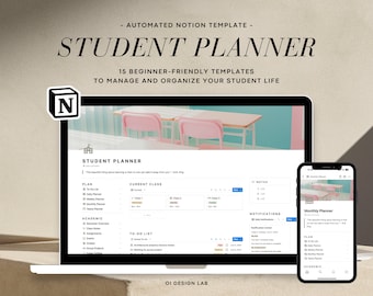 Modello di planner per studenti Notion: organizzatore accademico definitivo (download digitale)