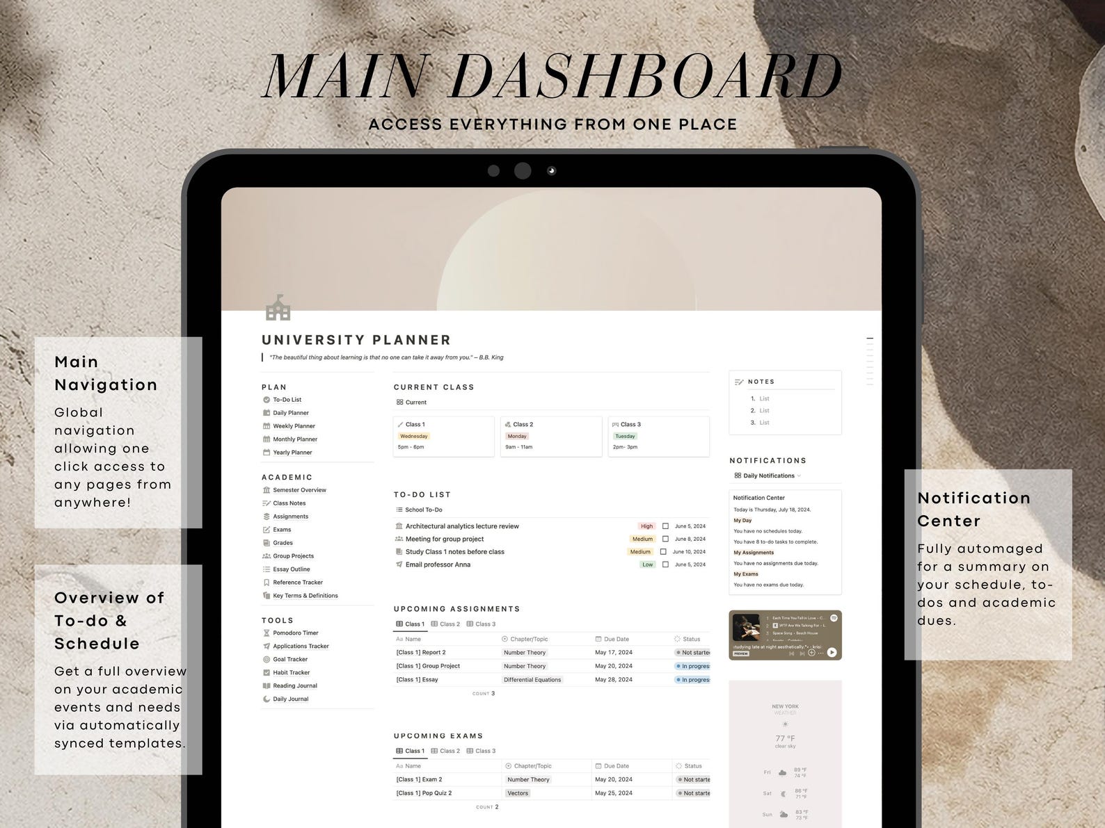 University Module Organiser Notion University Planner Template: Student Academic Organizer (digital ...