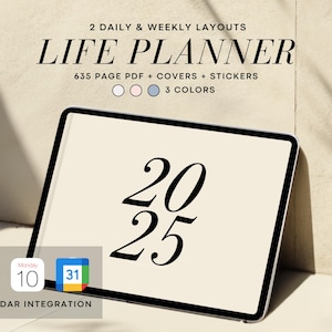 2025 Life Planner Minimalist Goodnotes Dated Digital Planner Apple Shortcut Calendar Integration Google Calendar Links 2025 Dated Bujo