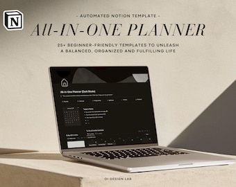 Notion Planner 2025: modello di agenda tutto in uno (modalità scura)