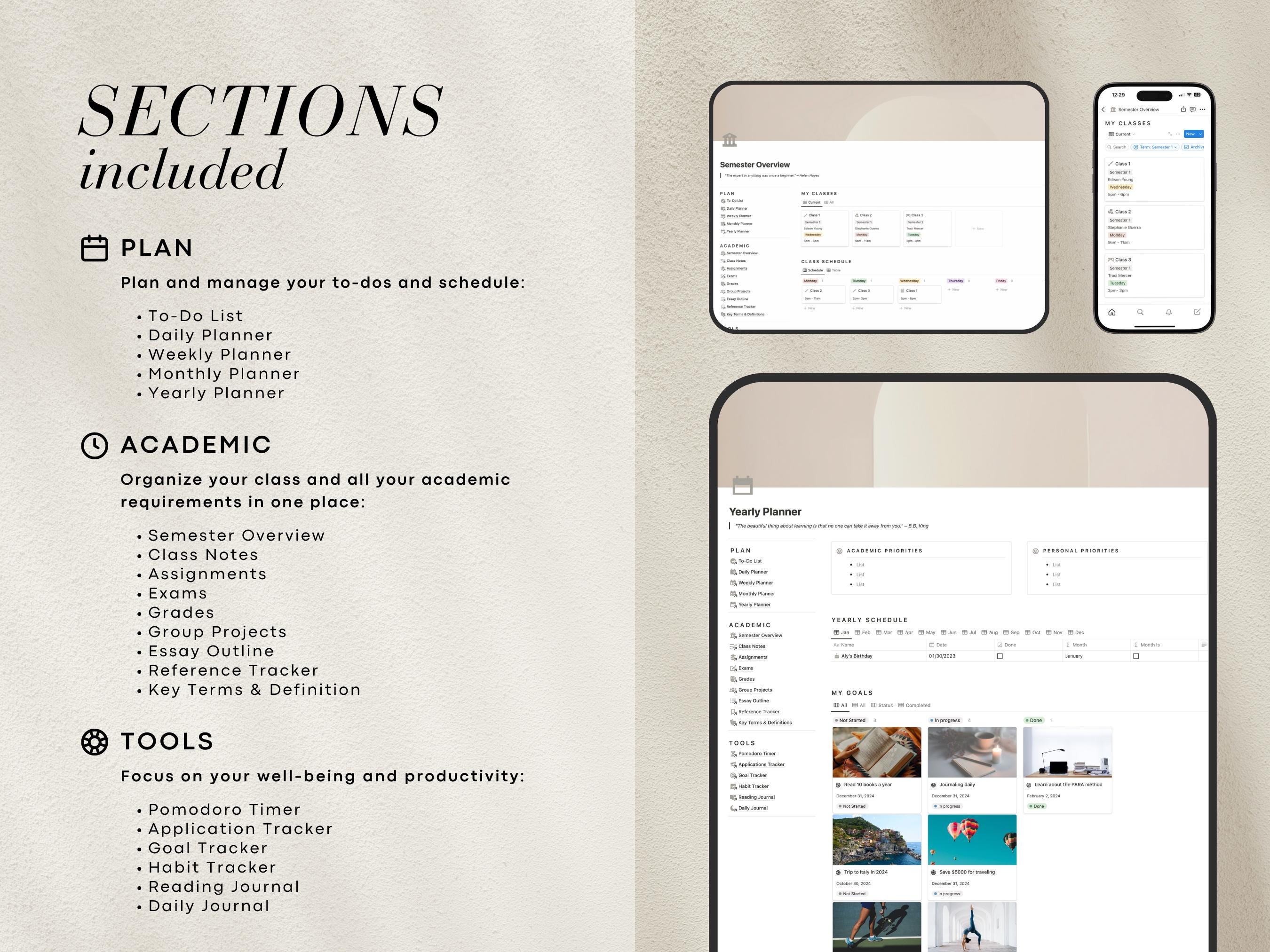 University Module Organiser Notion University Planner Template: Student Academic Organizer (digital ...