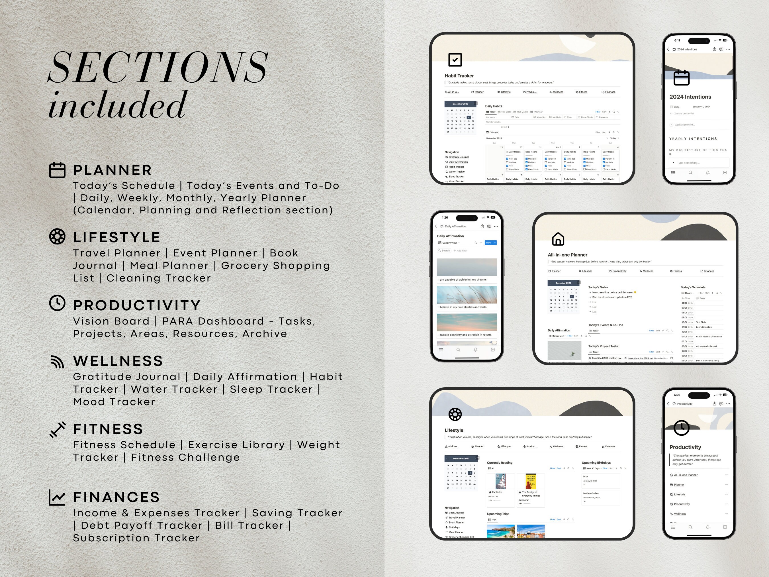 All in One Planner 2024 Notion Template Ultimate Life Planner Notion ...