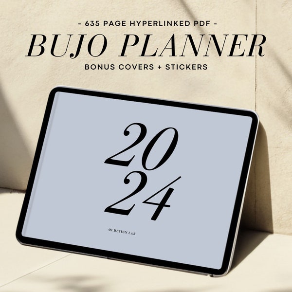 2024 Digital Planner Goodnotes Life Planner iPad Minimalist Landscape Weekly Aesthetic Planner Bujo Grid Dated Digital Bullet Journal V3