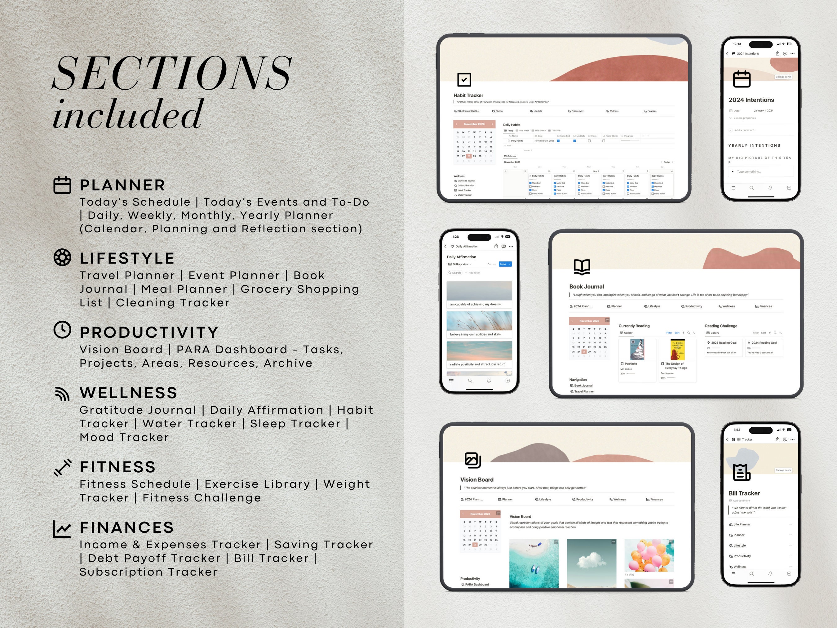 2024 Notion Template Ultimate Life Planner All in One Notion Planner ...