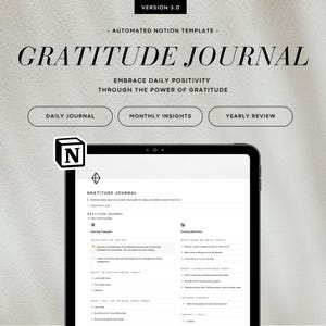 Notion Gratitude Journal Template Digital Journal Notion Daily Journal Daily Review 5 Minute Journal Daily Reflection Journal Self Care