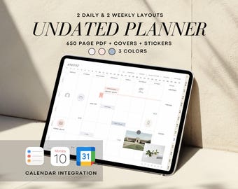 Minimalist Undated Digital Planner: Goodnotes Bujo with Calendar Integration (PDF)