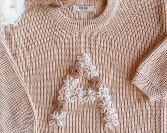 Personalized Hand Embroidered Initial Sweater