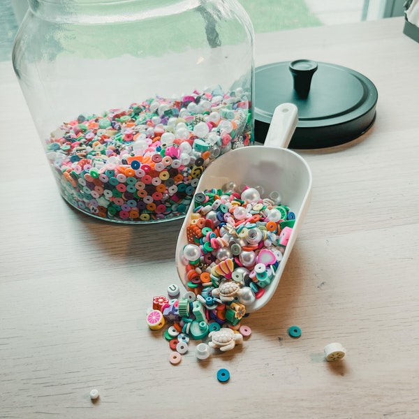 Bead confetti mix | beads and charms | clay beads | scoop of beads | make your own bracelet | 1 big scoop | random beads | comes with string