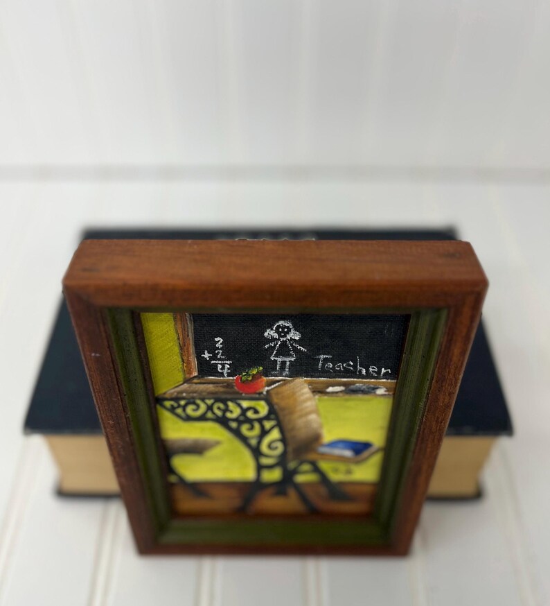 Hand-painted classroom wall art for vintage home display