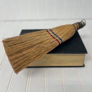 Vintage Whisk Broom with Metal Cap – Natural Straw Broom – Americana, Primitive, or Cottagecore Decor – 12”H - Farmhouse Country Wall Decor