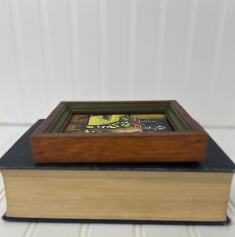 Painted teacher gift with desk, chalkboard, and apple