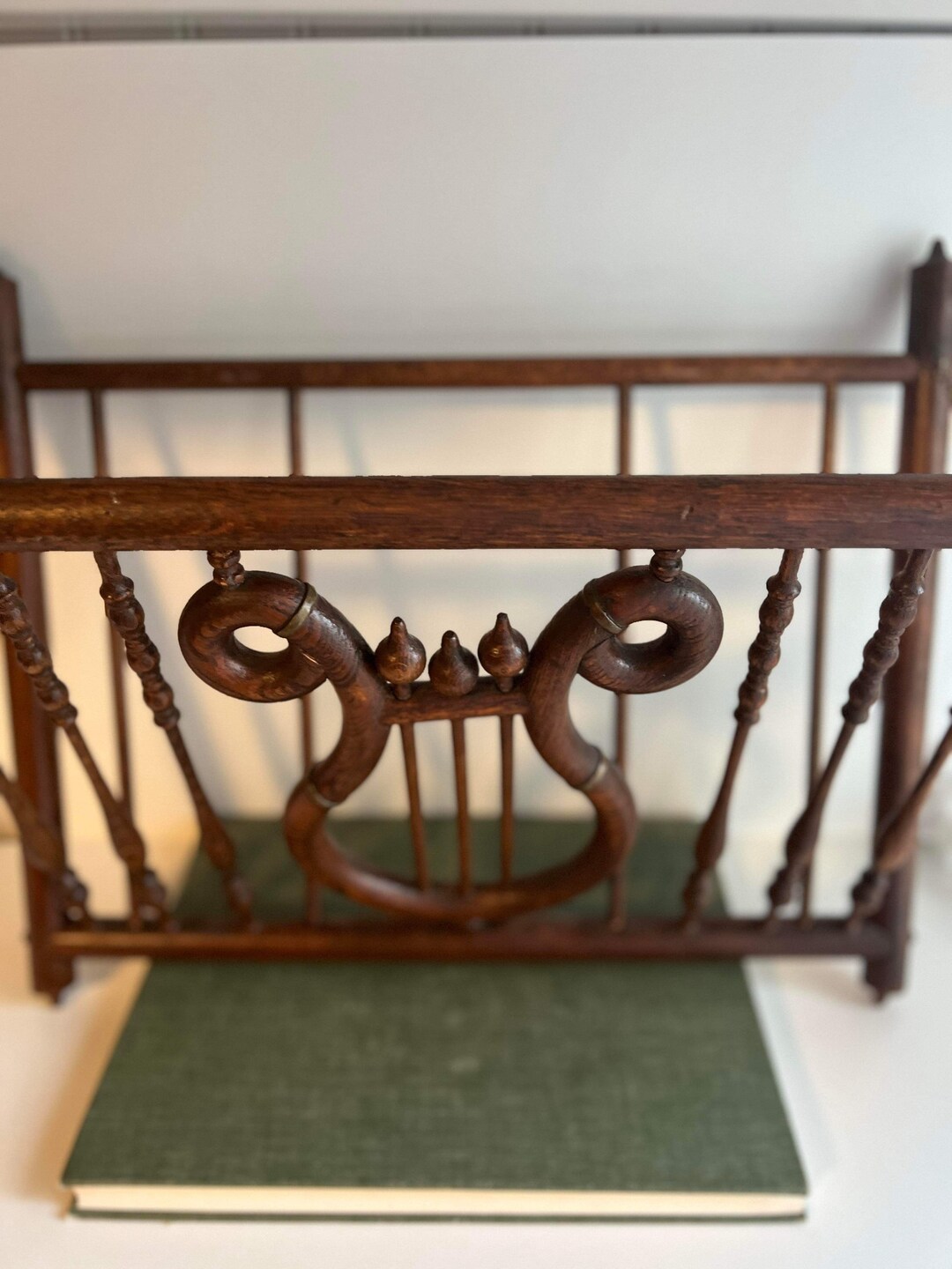 Antique Oak Stick & Ball Magazine Rack / Sheet Music Rack / Hanging ...