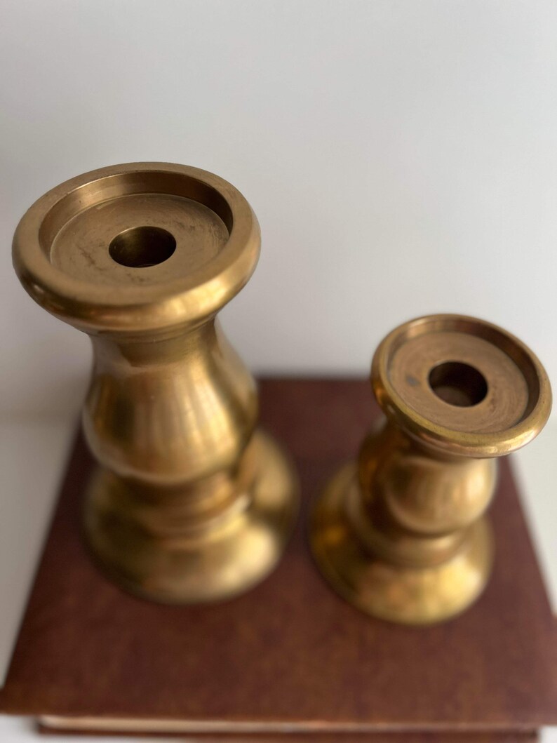 Pair of Brass Taper Candle Holders / Set of Brass Candlesticks / Set of