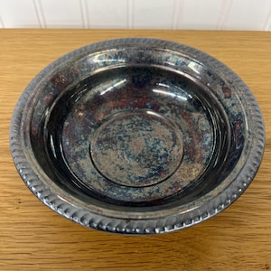 Vintage F.B. Rogers Silver Co. Bowl – 1 1/2”H x 6 1/2”D – Silverplate with Rope Edge – Shabby Patina Decorative Serving Bowl - Vintage Bowl