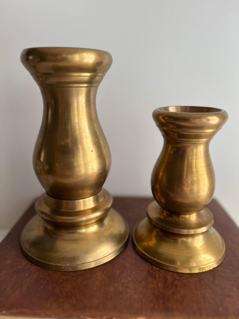 Pair of Brass Taper Candle Holders / Set of Brass Candlesticks / Set of