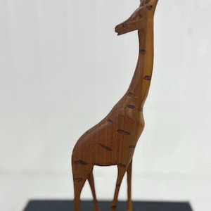 10” Teak Wood Hand Carved Giraffe – Mid Century Modern Handmade Sculpture, Unique Vintage Decor - Nursey Giraffe Decor - Kids Room Giraffe