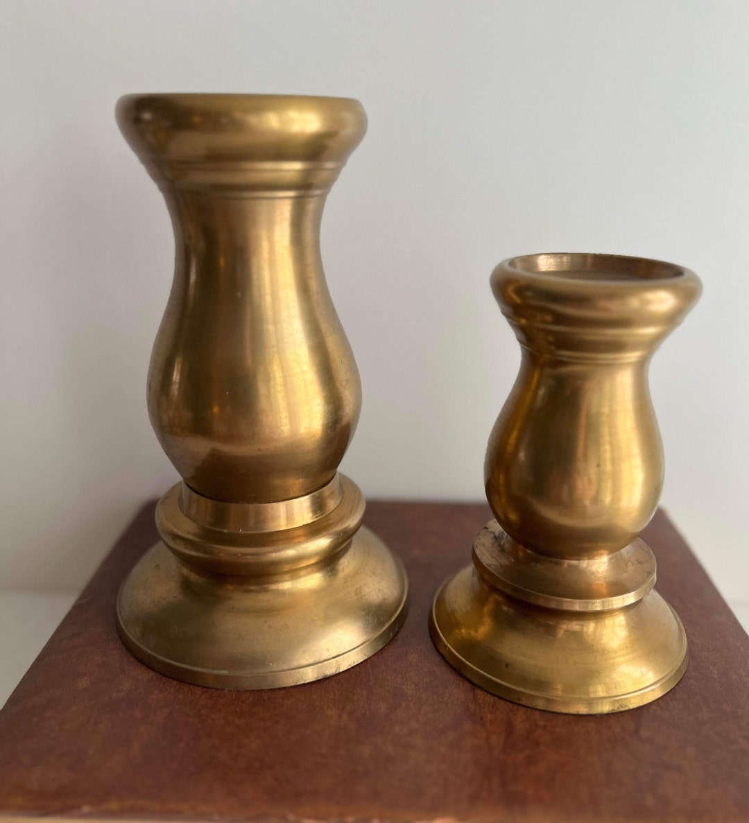Pair of Brass Taper Candle Holders / Set of Brass Candlesticks / Set of