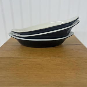 Vintage Hall 528 Ovenproof Individual Baking Dishes – Set of 3 Black & Ivory Oval Serving Dishes – USA Made Restaurant Ware - Kitchen