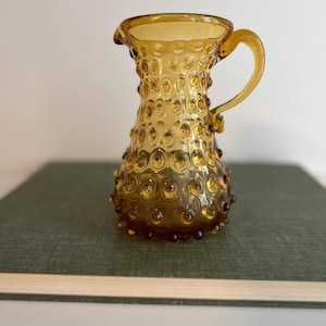 Amber Hobnail Glass Pitcher / Vintage Pitcher / Fall Pitcher / Hobnail Water Pitcher / Hobnail Vase / Hobnail Glass / Vintage Hobnail
