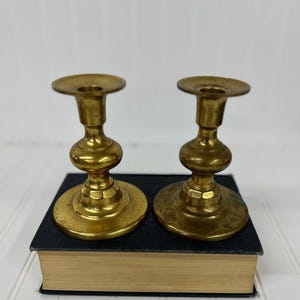 Vintage 5 1/2&quot; Brass Candleholders | Mid-Century Modern (MCM) Design | Set of Brass Candlestick Holders | Hollywood Regency Candleholders