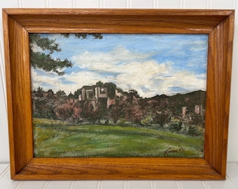 Signed Original Acrylic/Ink Painting of Dunster Castle – B. Forman 16/24 – Framed Landscape Artwork – English Countryside Scene – Wall Art