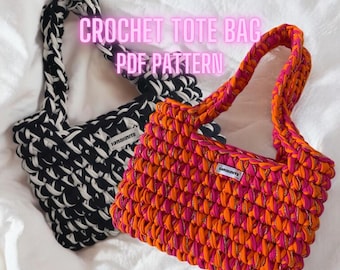 PDF Pattern Crochet Tote Bag | Beginner Friendly | EasyTutorial | Video Tutorial (English + French Pattern)