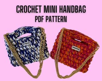 PDF Pattern Crochet Mini Handbag | Beginner Friendly | EasyTutorial | Video Tutorial (English + French Pattern)
