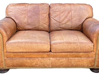 Vintage Leather Couch Hancock & Moore Luxury Leather Ralph Lauren Style Vintage Tan Leather Sofa Couch FREE SHIPPING