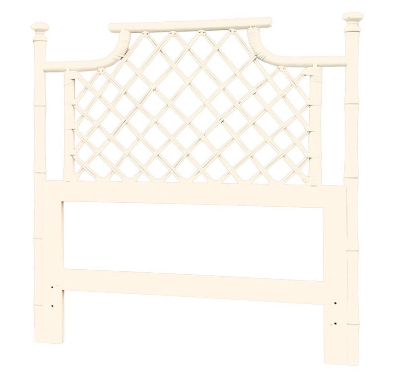 1970s Ficks Reed Pagoda Rattan Chippendale White Faux Bamboo Twin ...