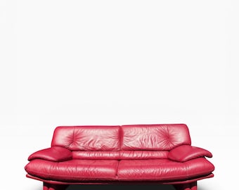 Nicoletti Salotti Style Red Leather Sofa Postmodern Red Leather Sofa 3 Person Sofa