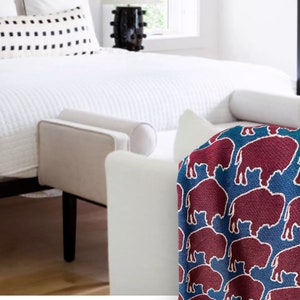 BUFFALO Bills Throw Blanket Bills Mafia Gift Made in USA NFL Team Gift for Housewarming Upstate New York Gift for Bills Fan Guest Room Décor