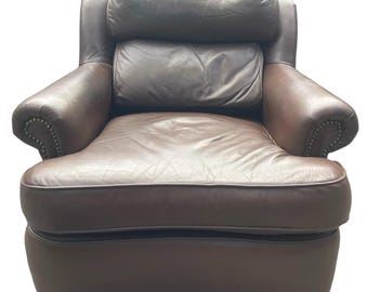 Leather Club Chair — with Ottoman