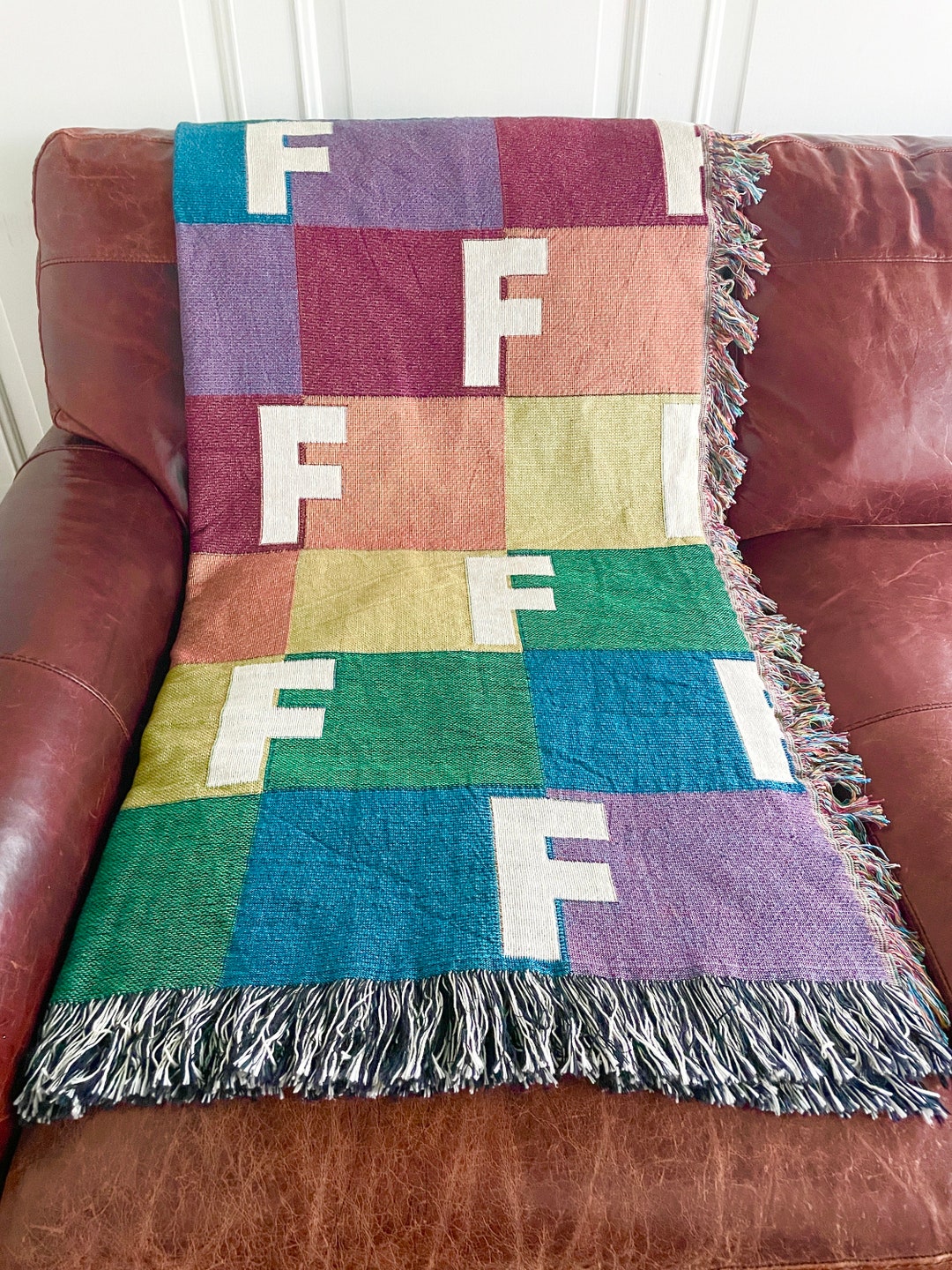 Personalized Gift All Cotton Woven Name Blanket Girl Custom Name Gift