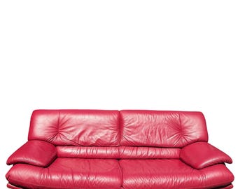 Nicoletti Salotti Style Red Leather Sofa Postmodern Red Leather Sofa 2 Seater Sofa